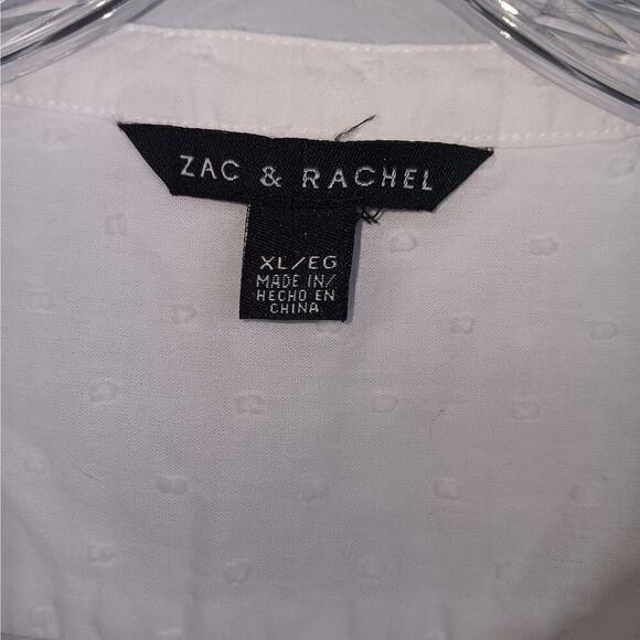 EUC Zac & Rachel White Swiss Dot Blouse 3/4 Sleeves Size XL - Picture 3 of 6
